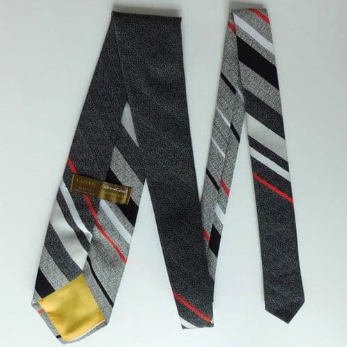 Grey striped tie Lloyd Menswear Vintage 1970s Washable Mens drip dry ...